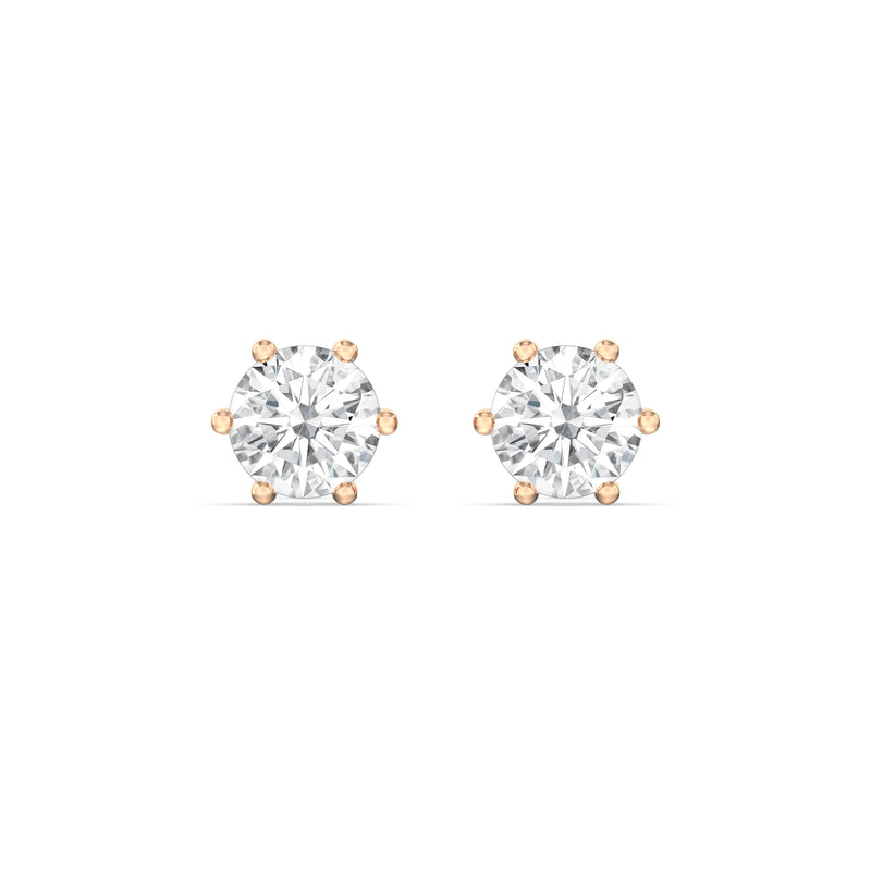 Six Prong Round Stud Earrings