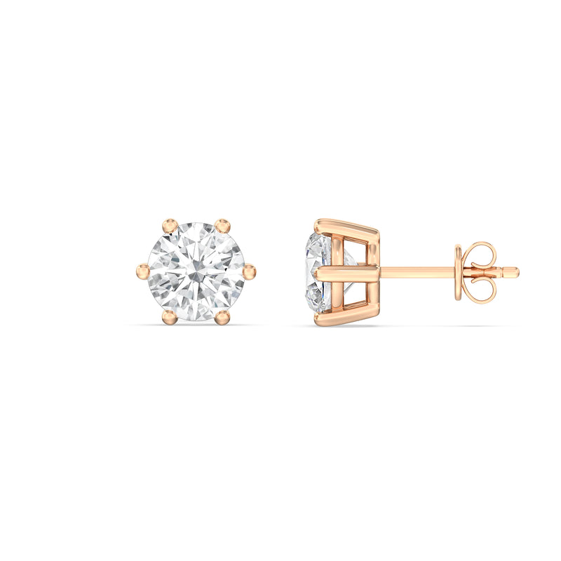 Six Prong Round Stud Earrings