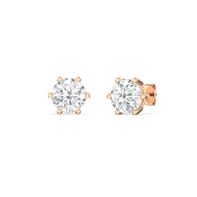 Six Prong Round Stud Earrings