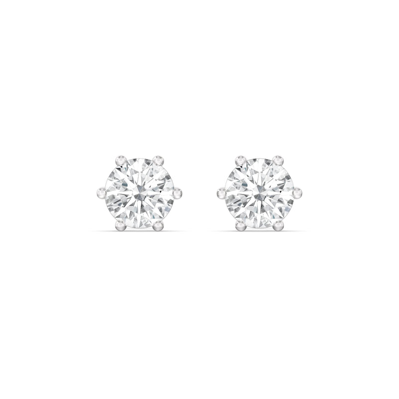 Six Prong Round Stud Earrings