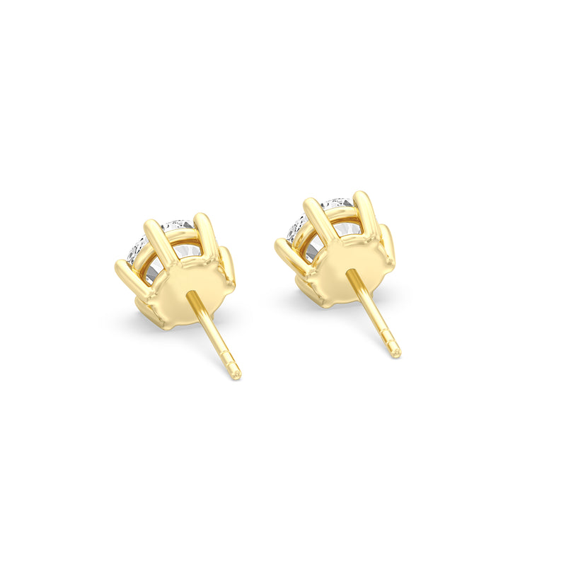 Six Prong Round Stud Earrings