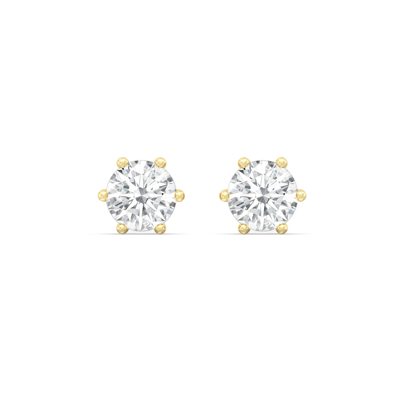 Six Prong Round Stud Earrings