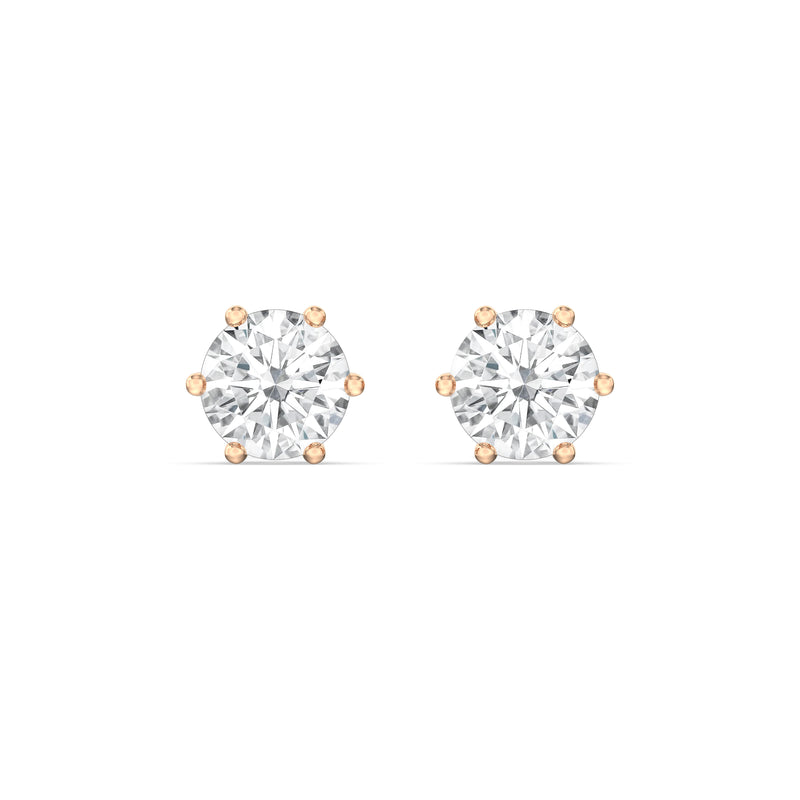 Six Prong Round Stud Earrings