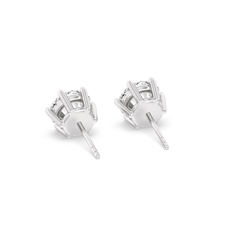 Six Prong Round Stud Earrings