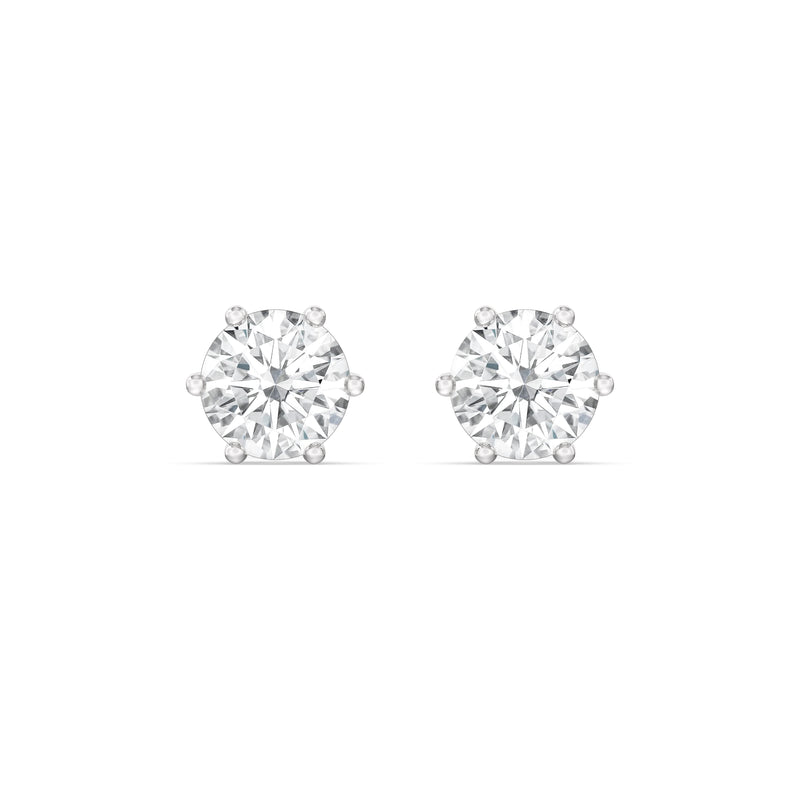Six Prong Round Stud Earrings