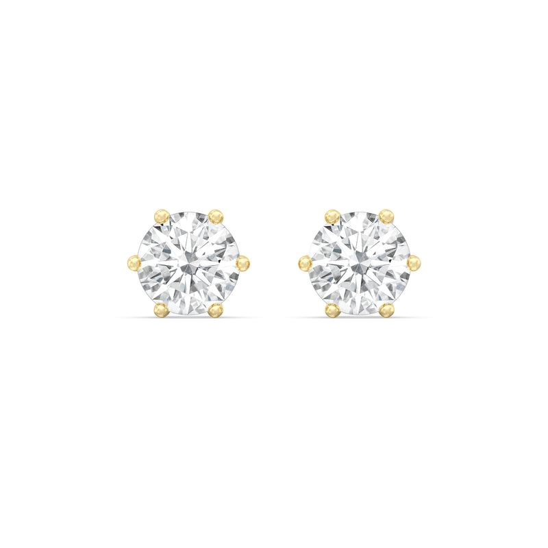 Six Prong Round Stud Earrings