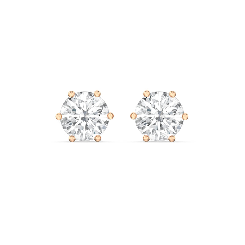 Six Prong Round Stud Earrings