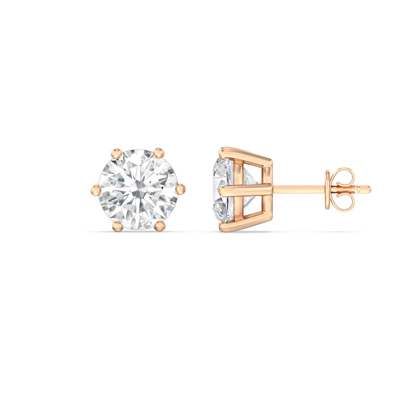 Six Prong Round Stud Earrings