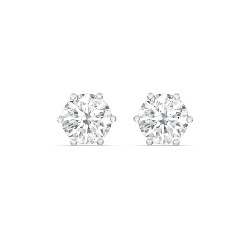 Six Prong Round Stud Earrings