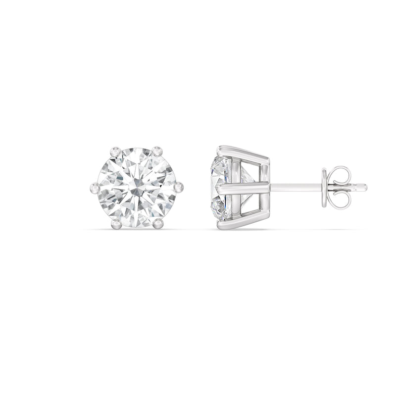 Six Prong Round Stud Earrings