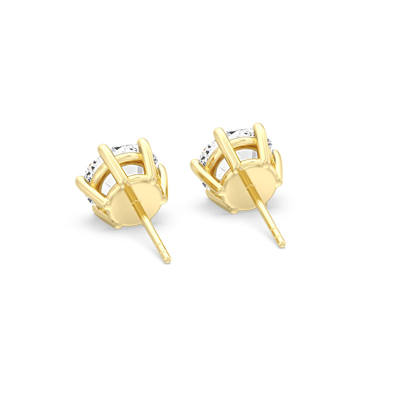 Six Prong Round Stud Earrings