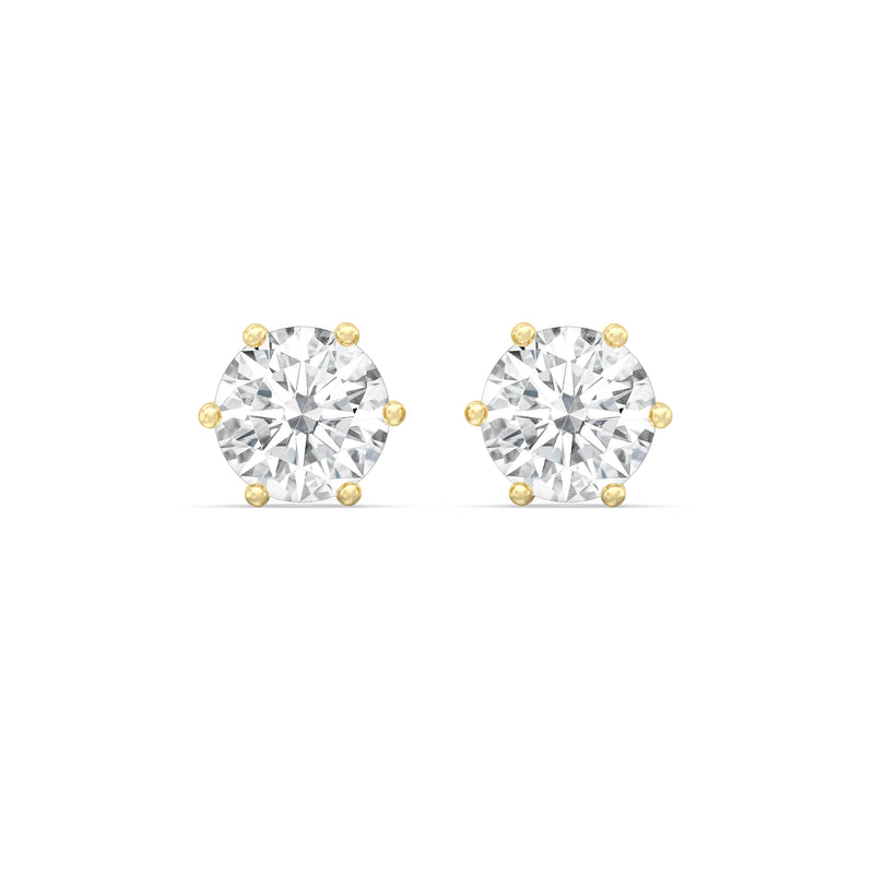 Six Prong Round Stud Earrings