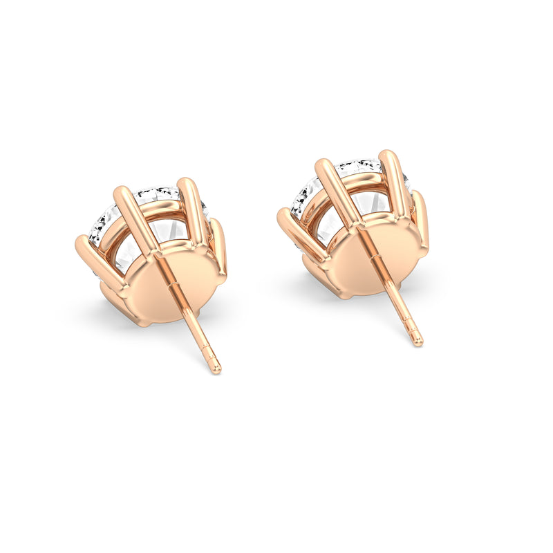 Six Prong Round Stud Earrings