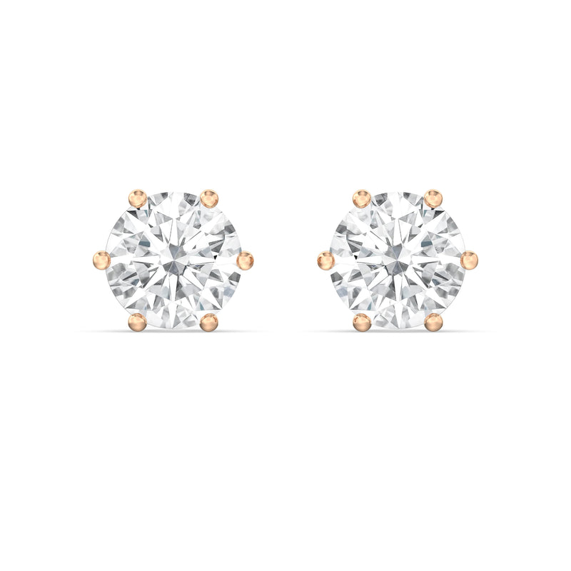 Six Prong Round Stud Earrings