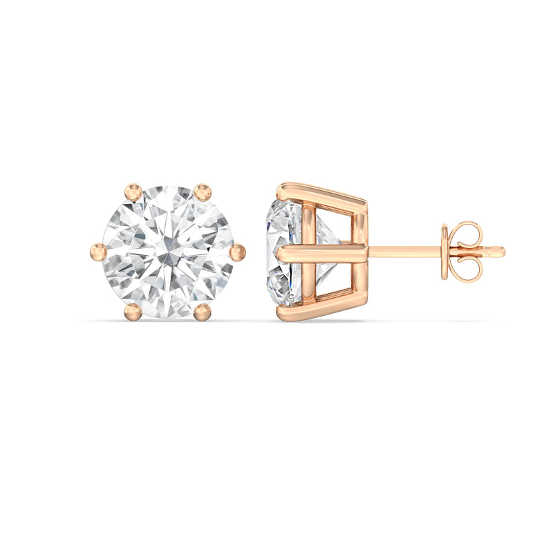 Six Prong Round Stud Earrings