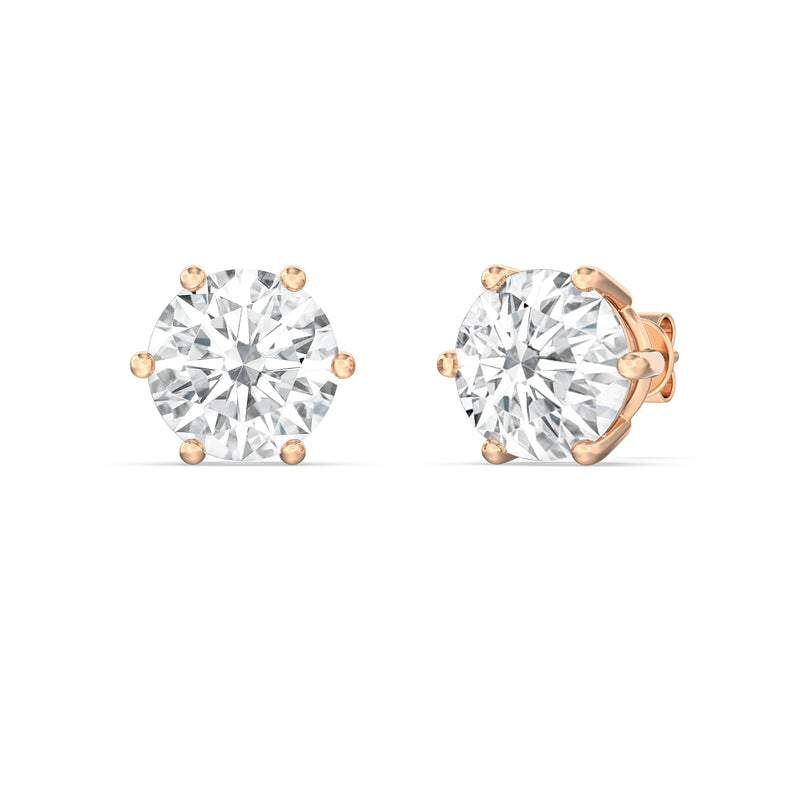 Six Prong Round Stud Earrings