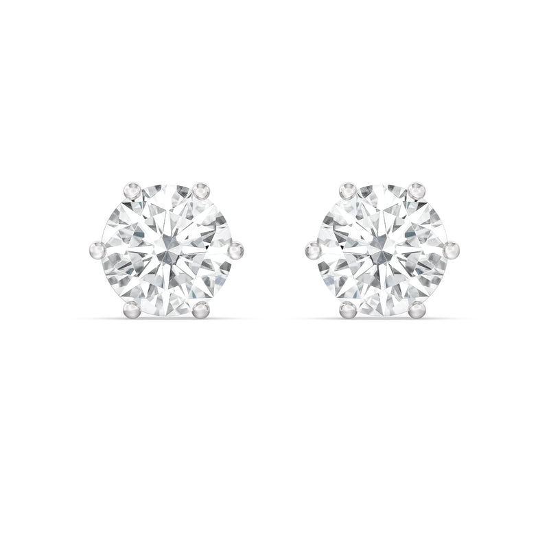 Six Prong Round Stud Earrings