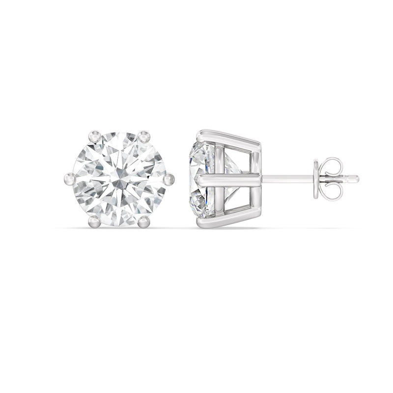 Six Prong Round Stud Earrings