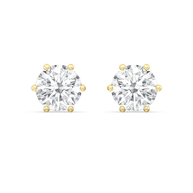 Six Prong Round Stud Earrings