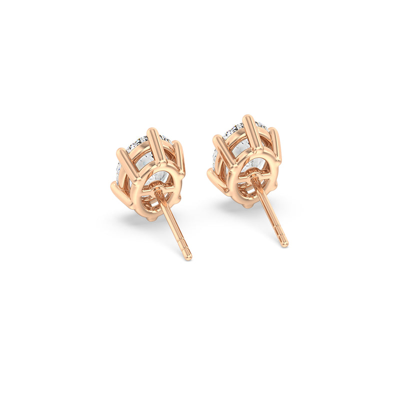 Six Prong Oval Stud Earrings