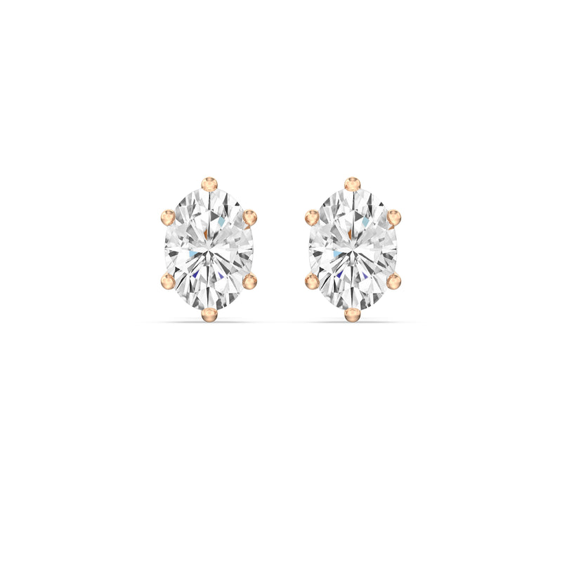 Six Prong Oval Stud Earrings