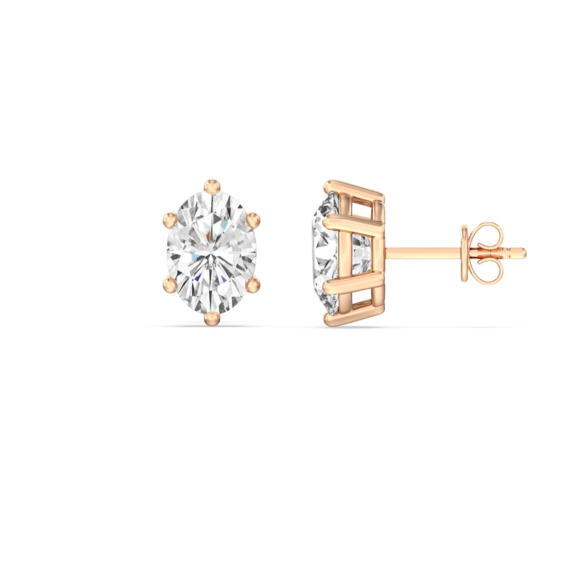 Six Prong Oval Stud Earrings