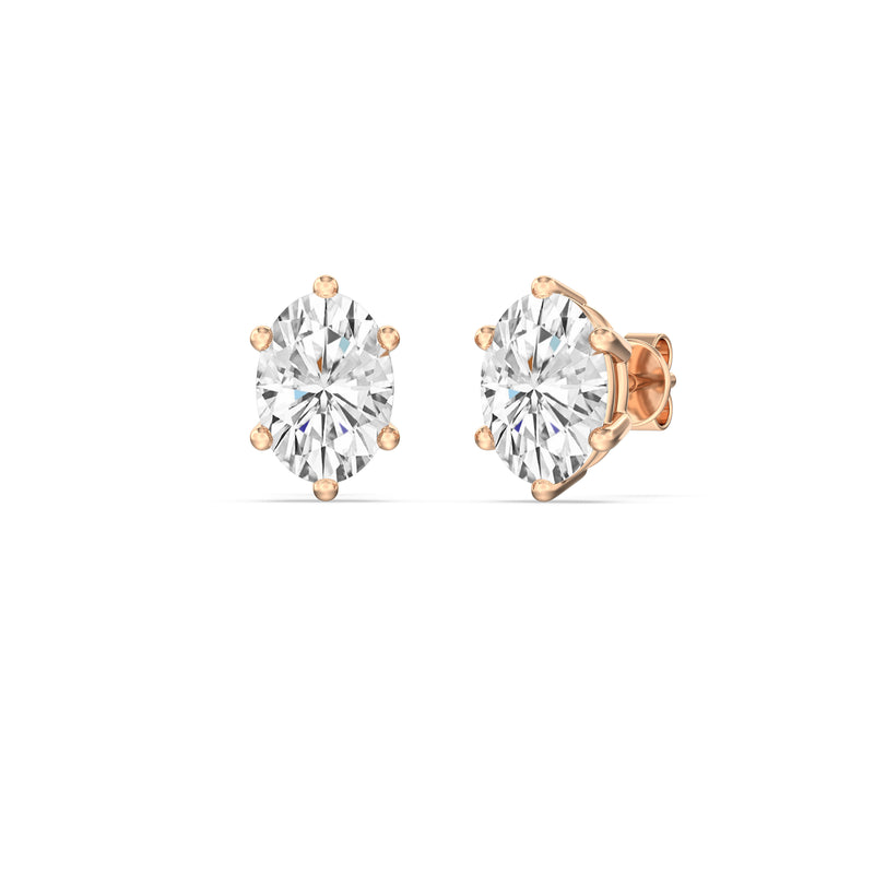 Six Prong Oval Stud Earrings