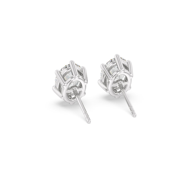 Six Prong Oval Stud Earrings