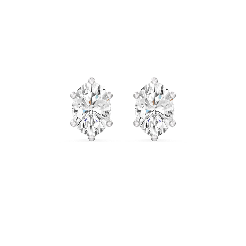 Six Prong Oval Stud Earrings