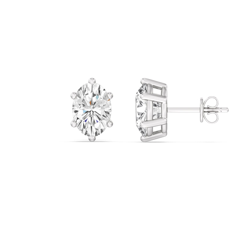 Six Prong Oval Stud Earrings