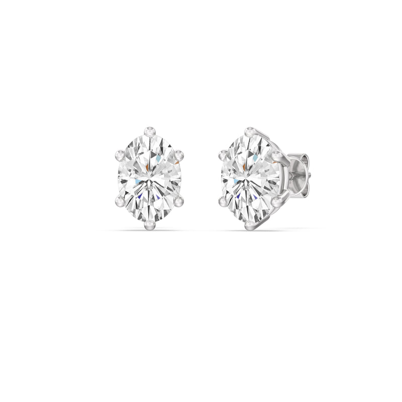 Six Prong Oval Stud Earrings