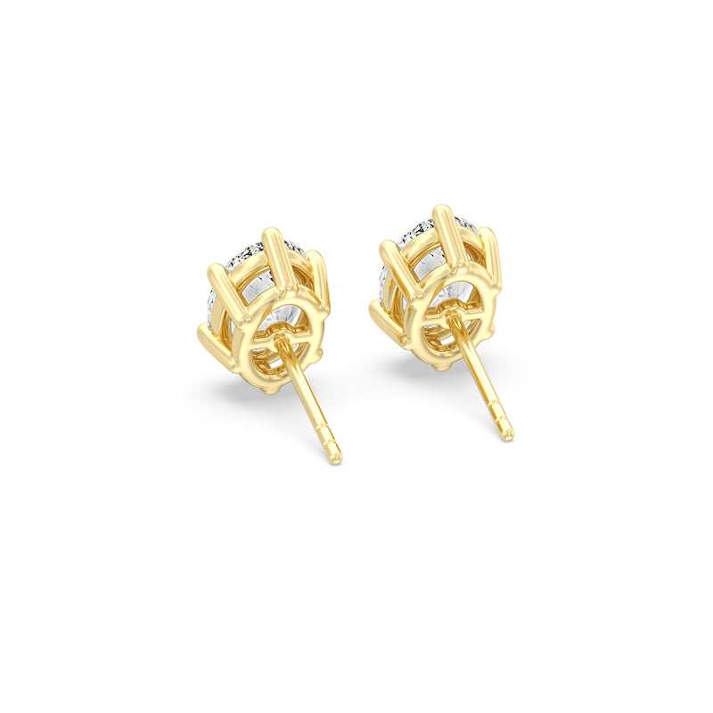 Six Prong Oval Stud Earrings