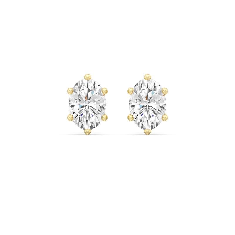 Six Prong Oval Stud Earrings