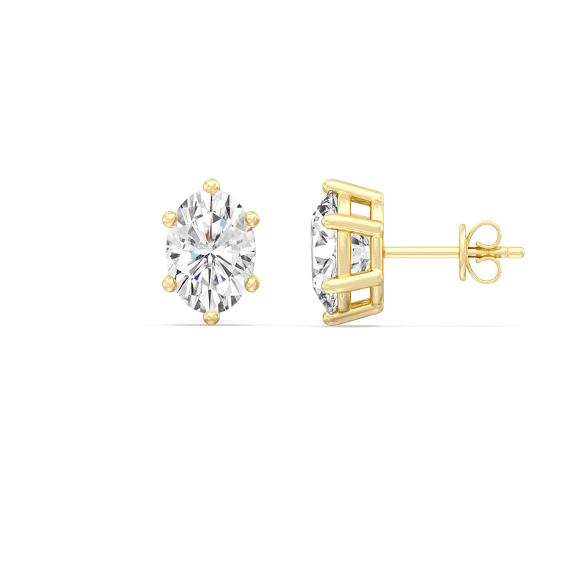 Six Prong Oval Stud Earrings