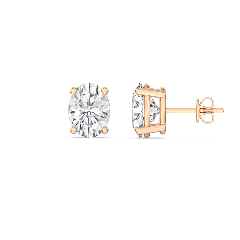 Classic Oval Diamond Stud Earrings