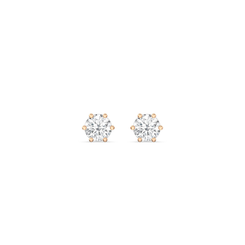 Six Prong Round Stud Earrings