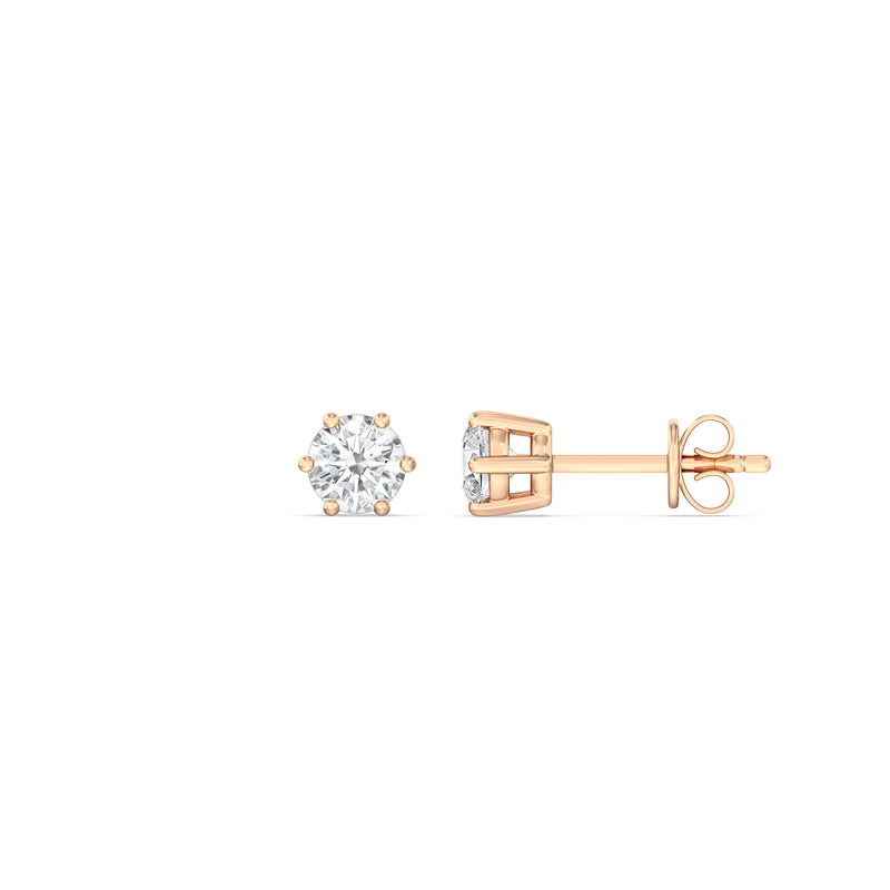 Six Prong Round Stud Earrings