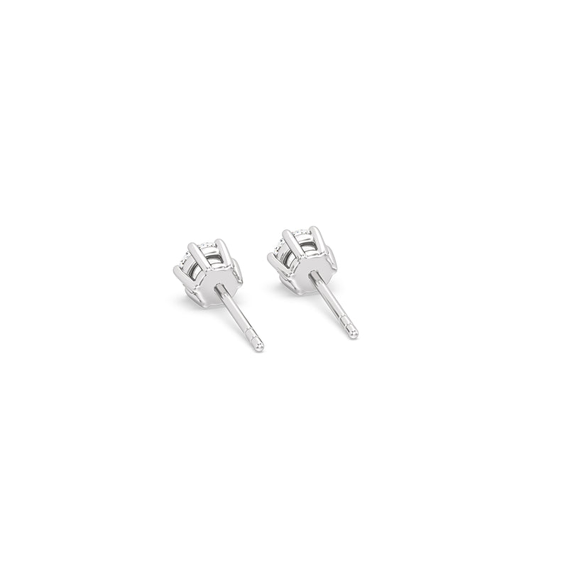 Six Prong Round Stud Earrings