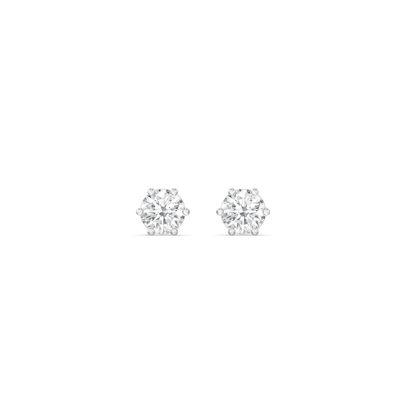 Six Prong Round Stud Earrings