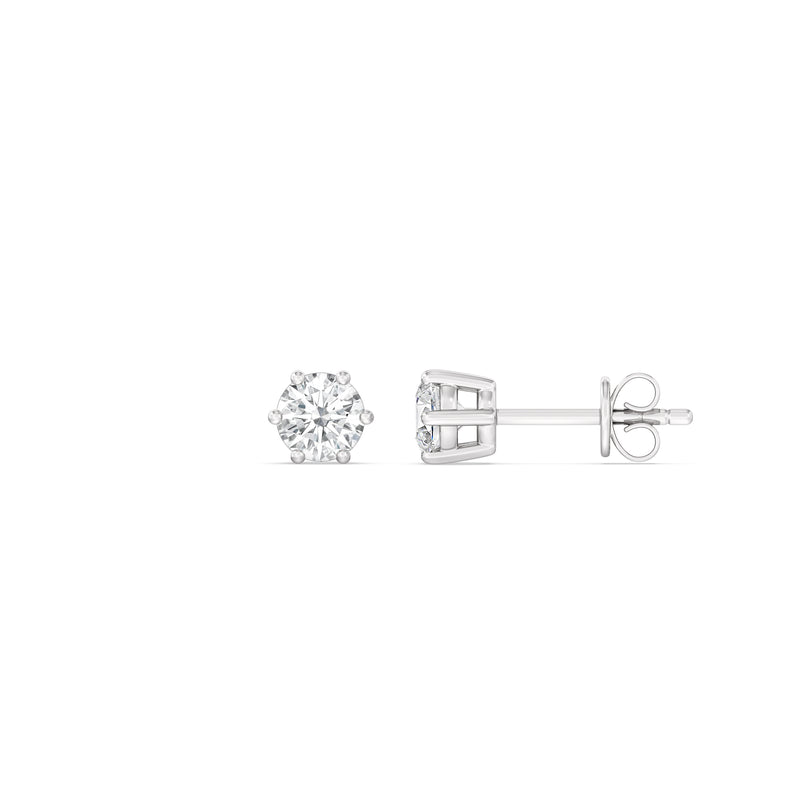 Six Prong Round Stud Earrings