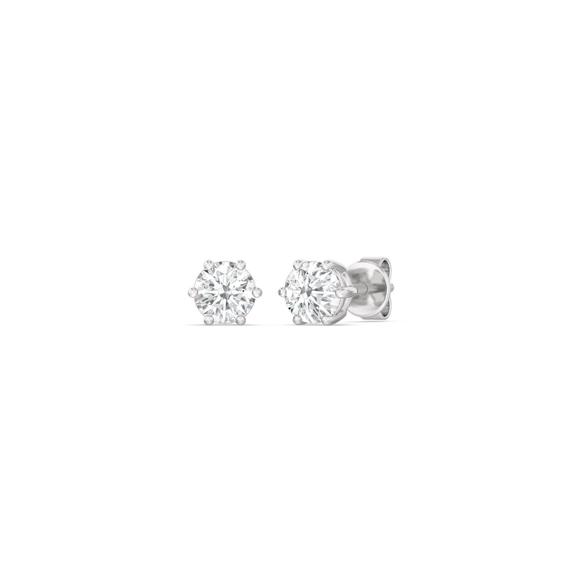 Six Prong Round Stud Earrings