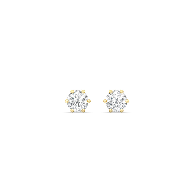 Six Prong Round Stud Earrings