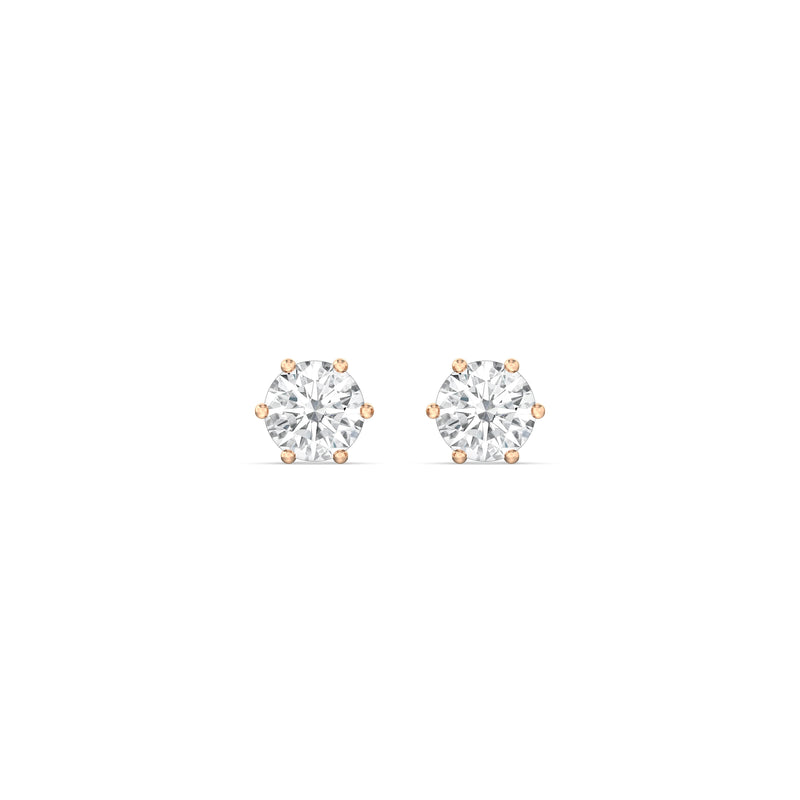 Six Prong Round Stud Earrings