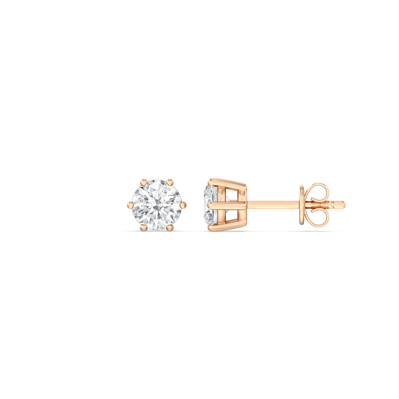 Six Prong Round Stud Earrings
