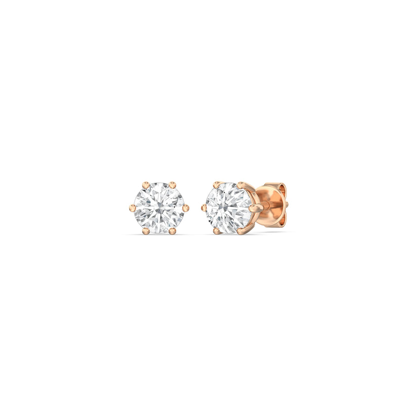 Six Prong Round Stud Earrings