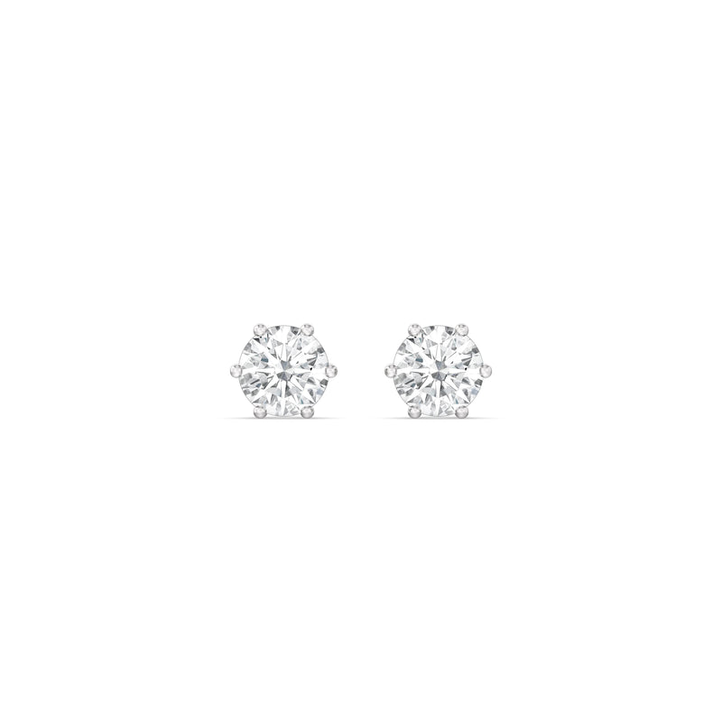 Six Prong Round Stud Earrings