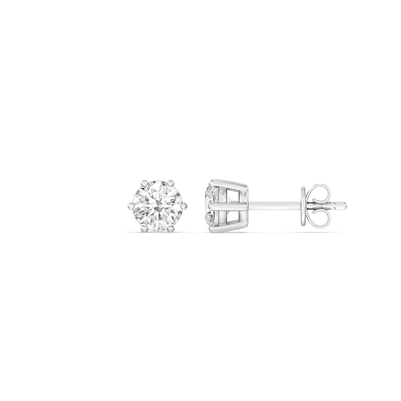 Six Prong Round Stud Earrings