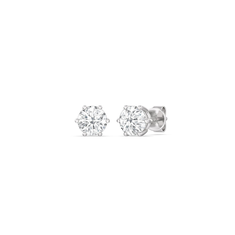 Six Prong Round Stud Earrings