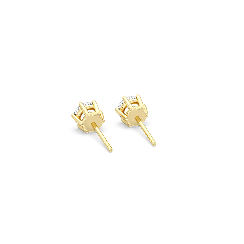 Six Prong Round Stud Earrings