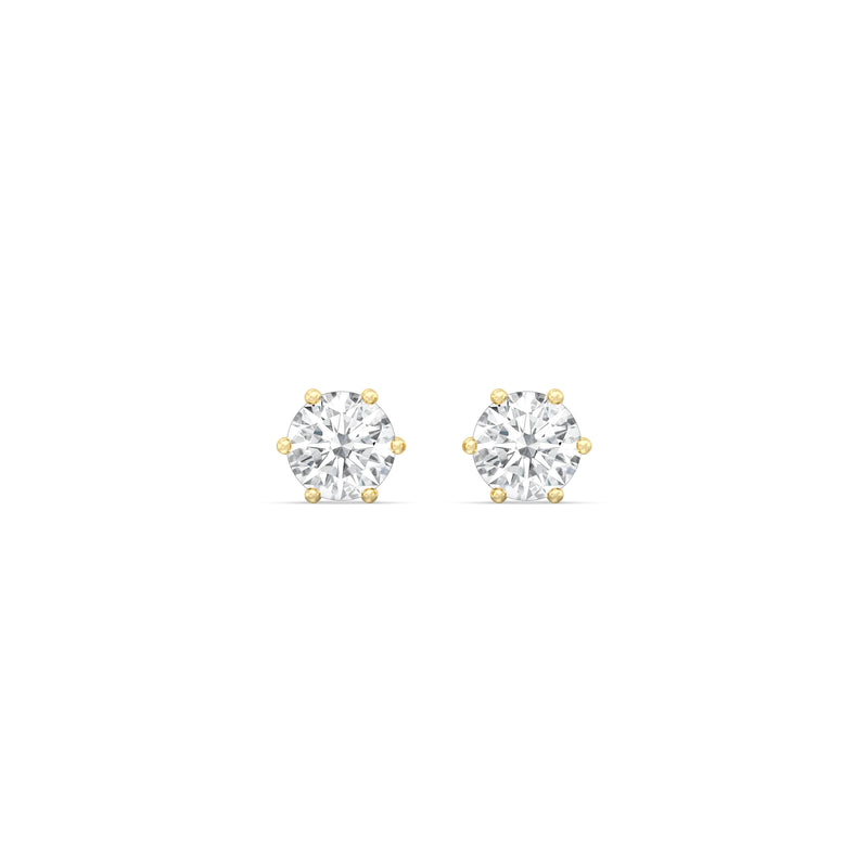 Six Prong Round Stud Earrings